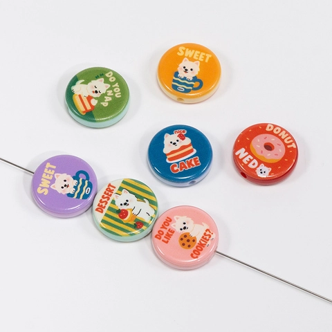 Double Sided Painted Cartoon Puppy Alloy Round Beads DIY Jewelry Findings Crafting Charms For Bracelet Necklace Keychain Bag Accessories