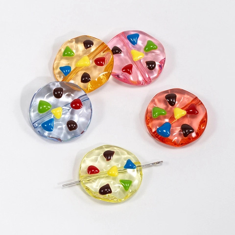 Acrylic Simulation Cookie Beads DIY Jewelry Accessories Round Chocolate Chip Pattern Spacer Beads For Keychain Bracelet Crafting Decor