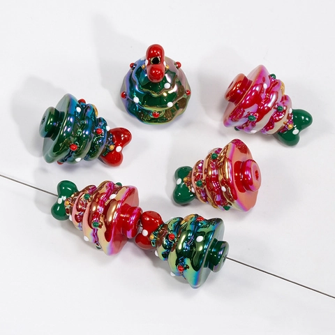 Cuentas de Acrílico de Árbol de Navidad y Guirnalda para Hacer Joyas DIY Colgantes Coloridos para Llaveros Accesorios de Bolso