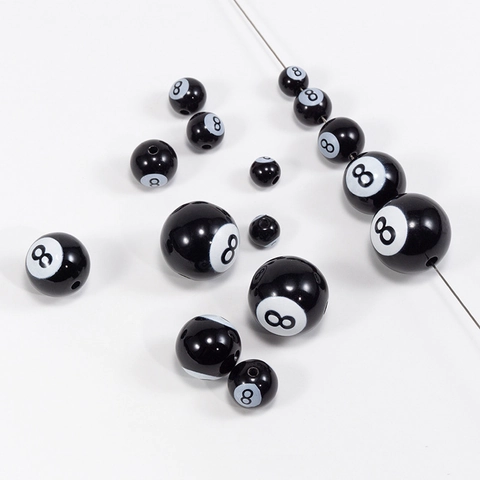 Mini Biljart Zwarte 8 Simulatie Bal Acryl Kralen Voor DIY Sieraden Maken Sleutelhanger Hanger Accessoire Zwart Wit Ontwerp