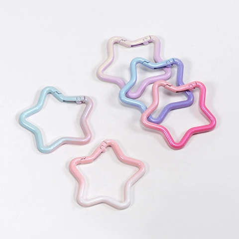 Hebilla de Resorte con Forma de Estrella de Aleación en Degradado Gancho para Llavero para Joyería de Bricolaje Accesorios de Bolso Mosquetón Decorativo