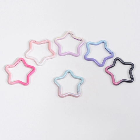 Hebilla de Resorte con Forma de Estrella de Aleación en Degradado Gancho para Llavero para Joyería de Bricolaje Accesorios de Bolso Mosquetón Decorativo