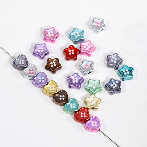 Cuentas de Acrílico Forma de Botón Estrella Corazón Redondas Multicolores Galvanizadas Bricolaje Joyería Accesorios