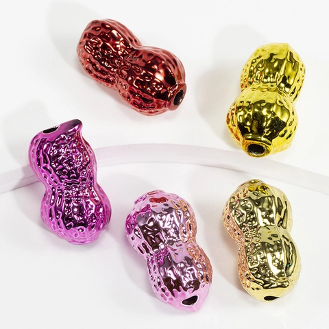 DIY Jewelry Making Electroplated Acrylic Colorful Peanut Shape Beads For Keychain Phone Strap Bracelet Handicraft Accessories