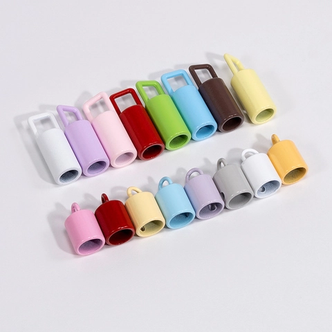 Colorful Alloy Bell Cord End Caps For DIY Jewelry Making Keychain Phone Chain Cylindrical Pendant Charms Accessories