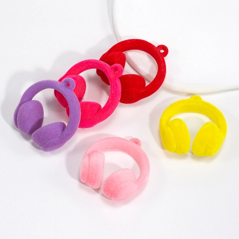 Creative Flocked Headphone Pendant Charm For DIY Jewelry Keychain Phone Bag Hanging Accessory Acrylic Earphone Decoration