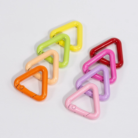 Mini Triangle Colorful Painted Alloy Carabiner Keychain Hook Spring Snap Buckle For DIY Jewelry Making Bag Accessories