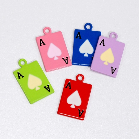 Pendentif Carte de Poker As de Pique Alliage Émail Coloré Accessoires de Création de Bijoux DIY Mini Breloques pour Porte-clés