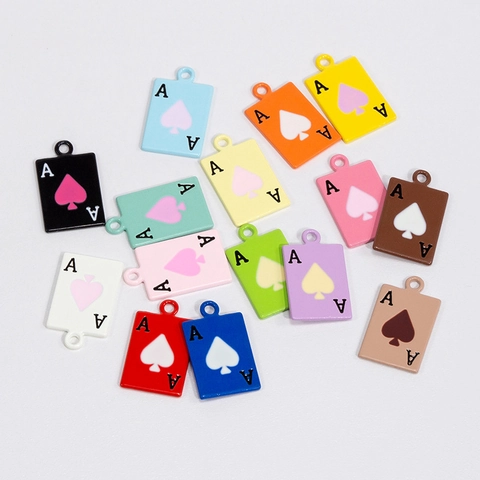 Pendentif Carte de Poker As de Pique Alliage Émail Coloré Accessoires de Création de Bijoux DIY Mini Breloques pour Porte-clés