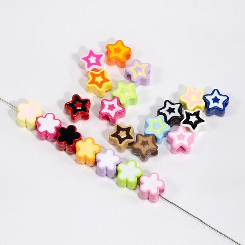 Acrylic Flower Star Snowflake Heart Beads For DIY Jewelry Making Colorful Loose Spacer Beads For Bracelet Necklace Accessories