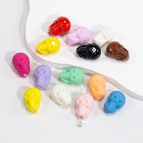 Perles de Tête de Mort Halloween en Acrylique pour la Fabrication de Bijoux DIY Perles d'Espacement Tête de Mort Horreur 3D pour Collier Bracelet