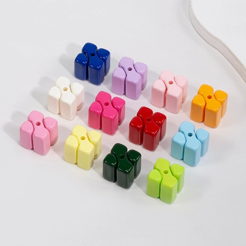 DIY Acrylic Baked Paint Combo Block Square Loose Beads For Jewelry Making Phone Chain Bag Hanging Accessories Craft Beads