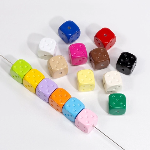 Acrylic Dice Beads Square Dotted Loose Beads For DIY Jewelry Making Phone Chain Keychain Material Crafting Accessories
