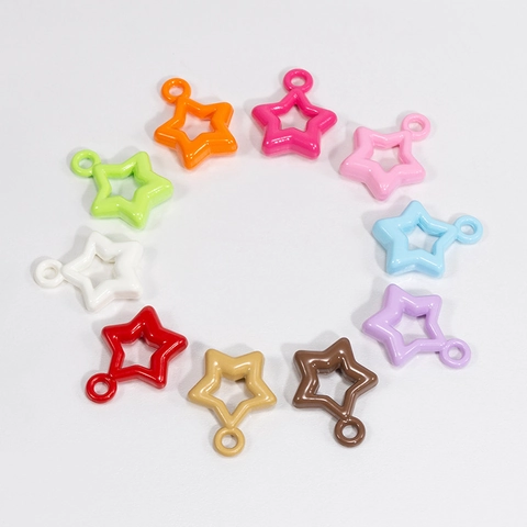 Colorful Acrylic DIY Charms Pendants Heart Star Flower Shape Baking Paint For Jewelry Making Earring Bracelet Craft Supplies