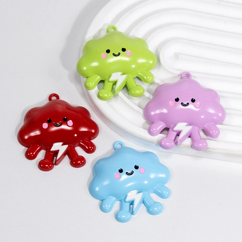 Alloy Cartoon Cloud Lightning Charms Smiley Face Enamel Pendants For DIY Jewelry Making Keychain Phone Case Decoration