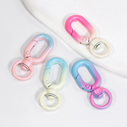 Alloy Gradient Swivel Snap Hook Lobster Clasp For Keychain DIY Bag Charm Macaron Color Jewelry Making Accessories
