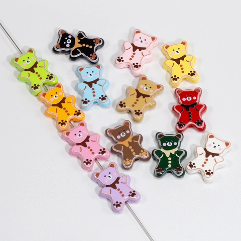 Cartoon Beer Vorm Acryl Kralen Voor DIY Sieraden Maken Kralen Pen Accessoires Telefoonketting Sleutelhanger Schattige Kralen