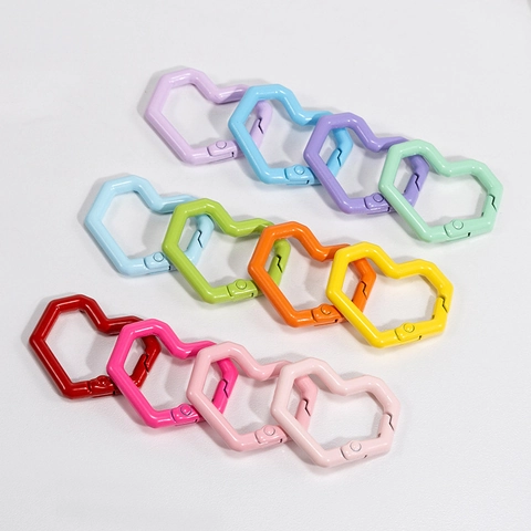 Herzform Legierung Federclip Bunt Einbrennlack Schlüsselbund Clip DIY Schmuckherstellung Zubehör Für Taschenanhänger