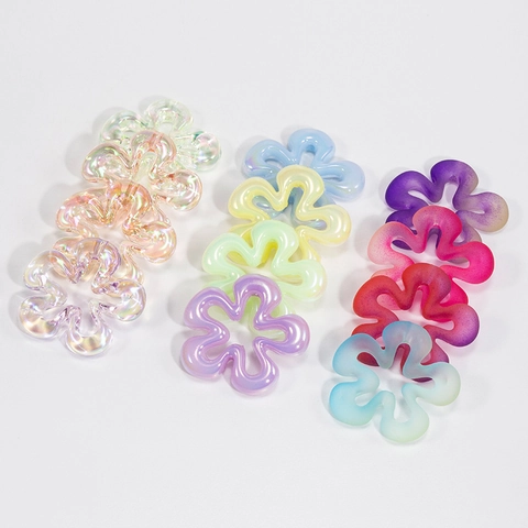 Acryl Blumen Perlen DIY Schmuckherstellung Zubehör Mattiert Perlmutt Transparent Bunte Florale Zwischenperlen Für Schlüsselanhänger