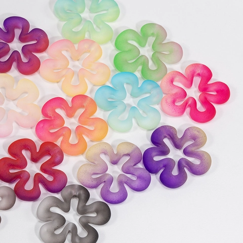Acryl Blumen Perlen DIY Schmuckherstellung Zubehör Mattiert Perlmutt Transparent Bunte Florale Zwischenperlen Für Schlüsselanhänger