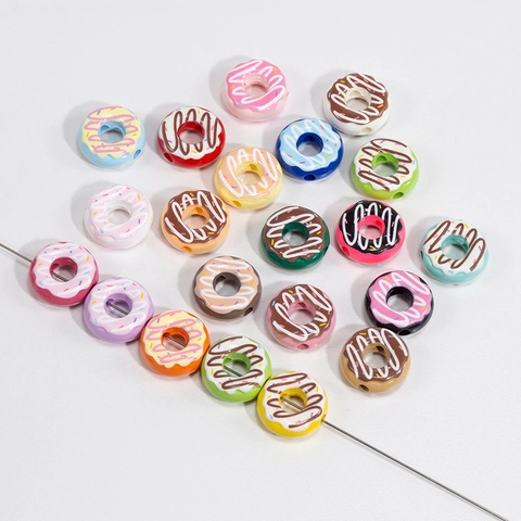 Colorful Acrylic Donut Beads For DIY Jewelry Making Simulation Food Dessert Spacer Beads For Necklace Bracelet Keychain Handmade Accessories