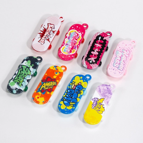 Cartoon Mini Skateboard Pendants Acrylic Graffiti Letter Charms For Keychain Bag Mobile DIY Jewelry Making Accessories