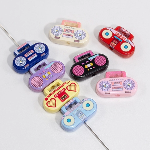 Cuentas de Acrílico con Forma de Radio Retro para Creación de Joyas DIY Cuentas de Mini Boombox para Llavero Charm de Teléfono