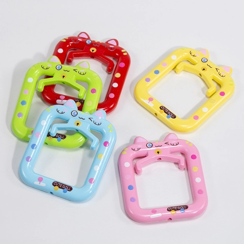 Cartoon Cat Shape Acrylic DIY Frame Pendant For Keychain Phone Charm Cute Doll Printed Polka Dots Craft Accessory For Kids