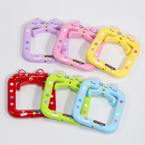 Cartoon Cat Shape Acrylic DIY Frame Pendant For Keychain Phone Charm Cute Doll Printed Polka Dots Craft Accessory For Kids