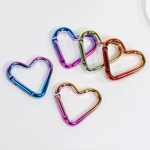 Heart Shaped Colorful Gradient Alloy Carabiner Clip DIY Keychain Accessories For Backpack Bag Decorative Hanging Ornament