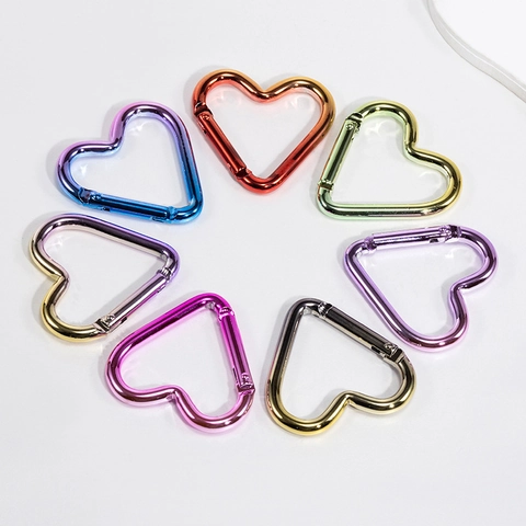 Heart Shaped Colorful Gradient Alloy Carabiner Clip DIY Keychain Accessories For Backpack Bag Decorative Hanging Ornament