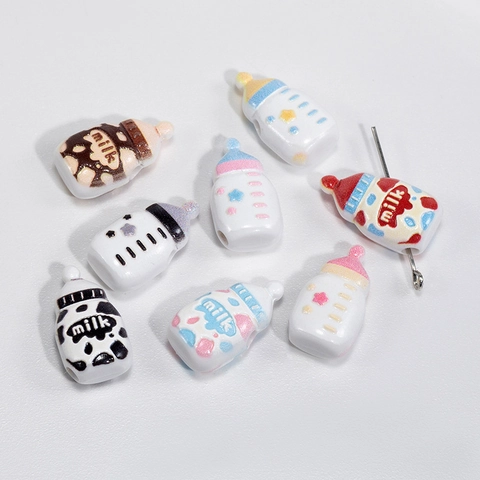 Acrylic Baby Bottle Loose Beads Colorful Cartoon Star Letter Pattern DIY Jewelry Making Accessories For Necklace Keychain