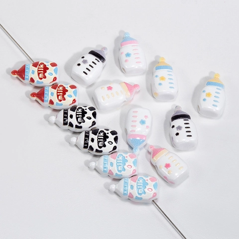 Acrylic Baby Bottle Loose Beads Colorful Cartoon Star Letter Pattern DIY Jewelry Making Accessories For Necklace Keychain