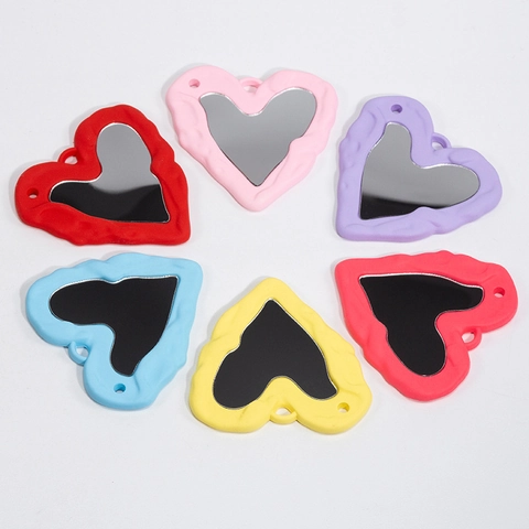 Pendente in Acrilico Specchio a Cuore Y2K Bordo a Onda Irregolare Ciondolo Portachiavi Fai da Te Per Decorazione Borsa Donna Gioielli