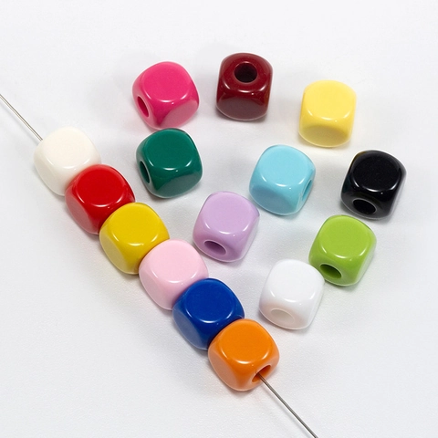 Acrylic Square Cube Beads With Large Hole Colorful Loose Spacer Beads For DIY Jewelry Making Bracelet Necklace Keychain