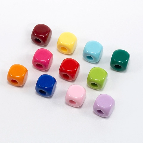 Acrylic Square Cube Beads With Large Hole Colorful Loose Spacer Beads For DIY Jewelry Making Bracelet Necklace Keychain