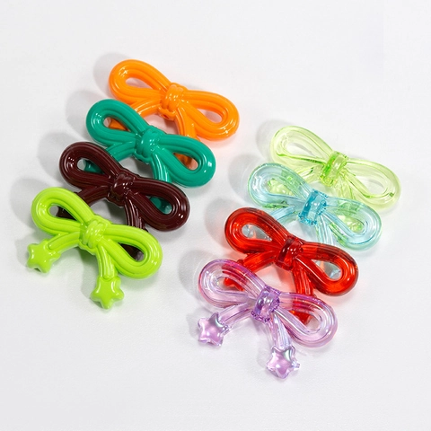 Kleurrijke Acryl Strik Ster Bedels Voor DIY Telefoonketting Sleutelhanger Schattig Iriserend Transparant Sieradenaccessoires