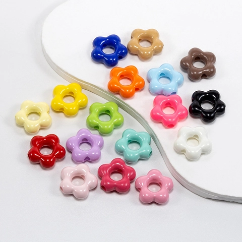 Acrylic Flower Beads For Jewelry Making Colorful Five Petal Spacer Beads DIY Keychain Necklace Pendant Handcraft Accessories