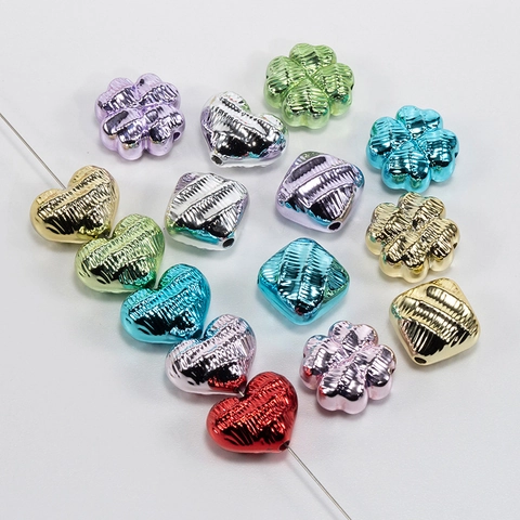 Perline in Acrilico con Increspatura dell'Acqua Galvanica a Forma di Cuore Stella Nuvola per Creazione Gioielli DIY