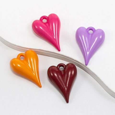 Glossy Acrylic Heart Pendants Leopard Pattern Colorful DIY Supplies For Keychain Phone Chain Handbags Fashion Jewelry