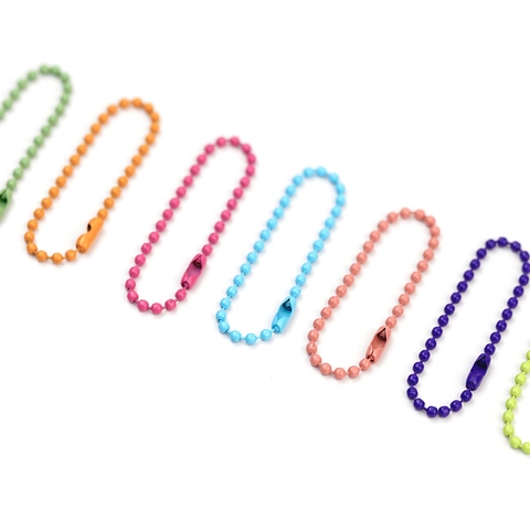 Colorful Painted Iron Ball Bead Chain For DIY Jewelry Making Keychain Tag Accessories Universal Connector Craft Beads