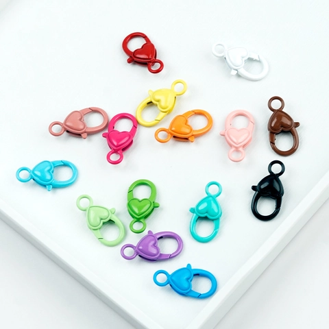 Fermoir Mousqueton en Forme de Coeur en Alliage Coloré Laqué Composants de Bijoux DIY Connecteur de Porte-clés pour Projets de Bricolage