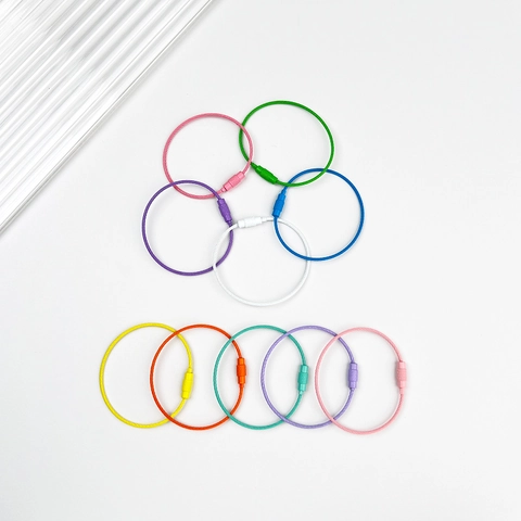 Colorful Stainless Steel Wire Keychains With Screw Connector Multi Color Luggage Tag Loops Cable Key Rings DIY Accessories