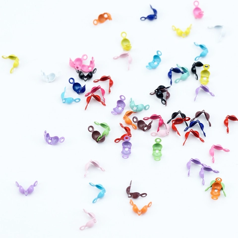 Metal Painted Bead Tips Calottes For DIY Jewelry Making Findings Mixed Colors Clasp Connection Accessory For Necklace Bracelet