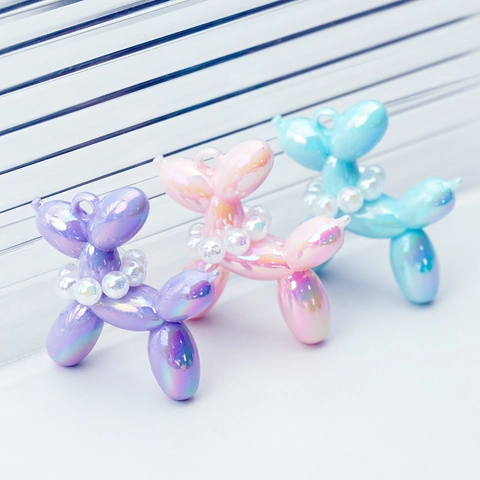 Ciondolo in Resina a Forma di Cane Palloncino Fai da Te Con Collana di Künstliche Perle per Portachiavi Custodia Cellulare Gioiello