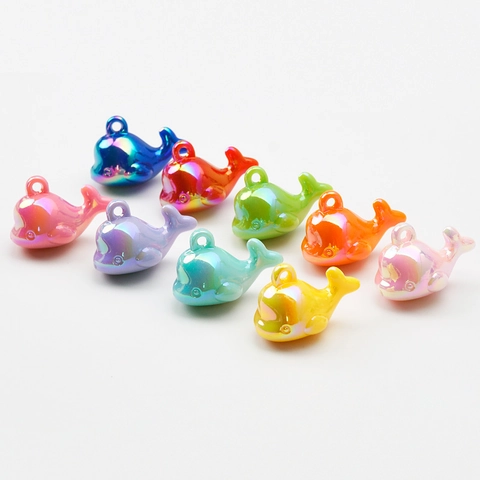 Iridescent Resin Whale Pendant Cartoon Colorful Bubble Jelly Glow In The Dark Animal Charm DIY Jewelry Making Accessory
