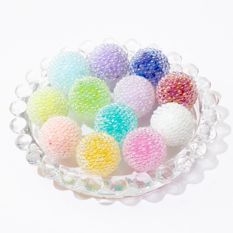 Handmade Acrylic Sugar Beads For DIY Jewelry Making Macaron Bubble Beads Colorful Round Granular Texture Accessory