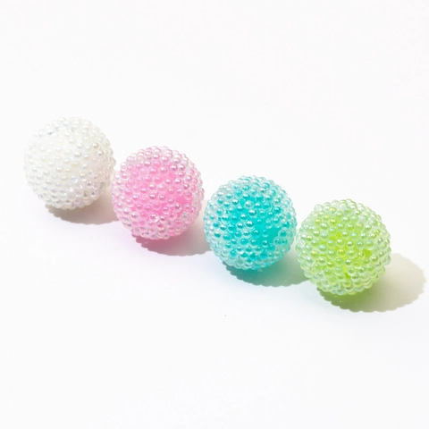 Handmade Acrylic Sugar Beads For DIY Jewelry Making Macaron Bubble Beads Colorful Round Granular Texture Accessory