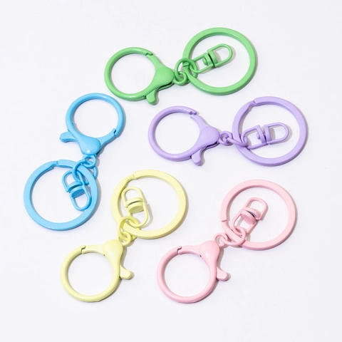 Kit de Llavero de Aleación Lacada de Colores Cierre de Langosta Colores de Caramelo Anillo de Resorte Giratorio Joyería DIY Conector Bolso