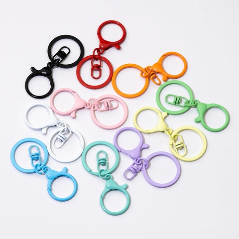 Kit de Llavero de Aleación Lacada de Colores Cierre de Langosta Colores de Caramelo Anillo de Resorte Giratorio Joyería DIY Conector Bolso